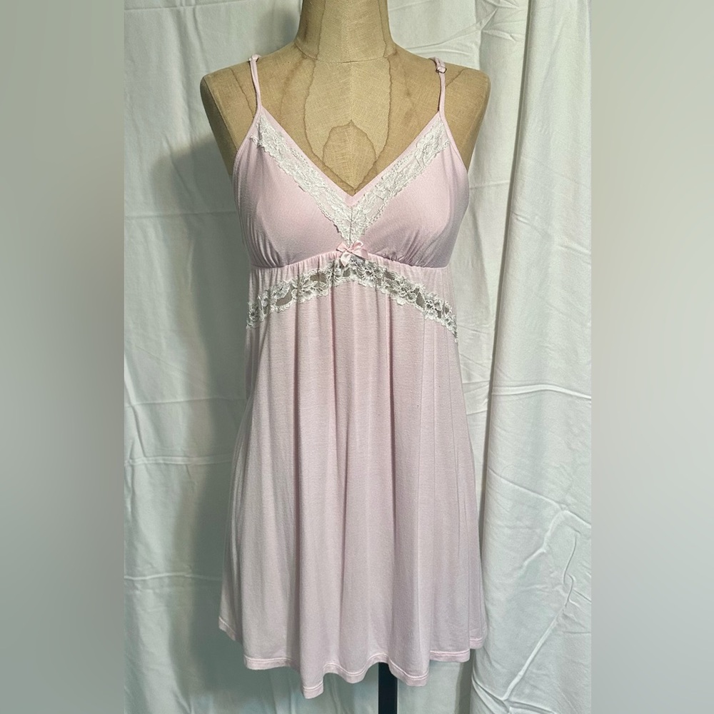 Vintage Victoria Secret Pink Lace Slip Tank Top Coquette